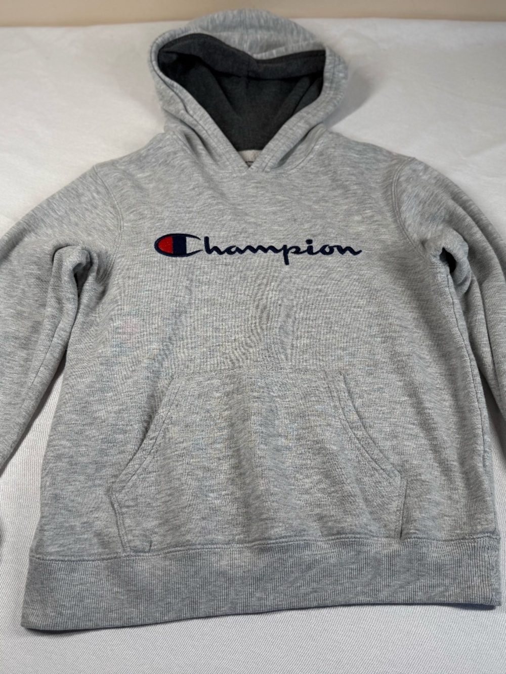 Champion Boy's Athletic Logo Hoodie Size Large - Heather Gray